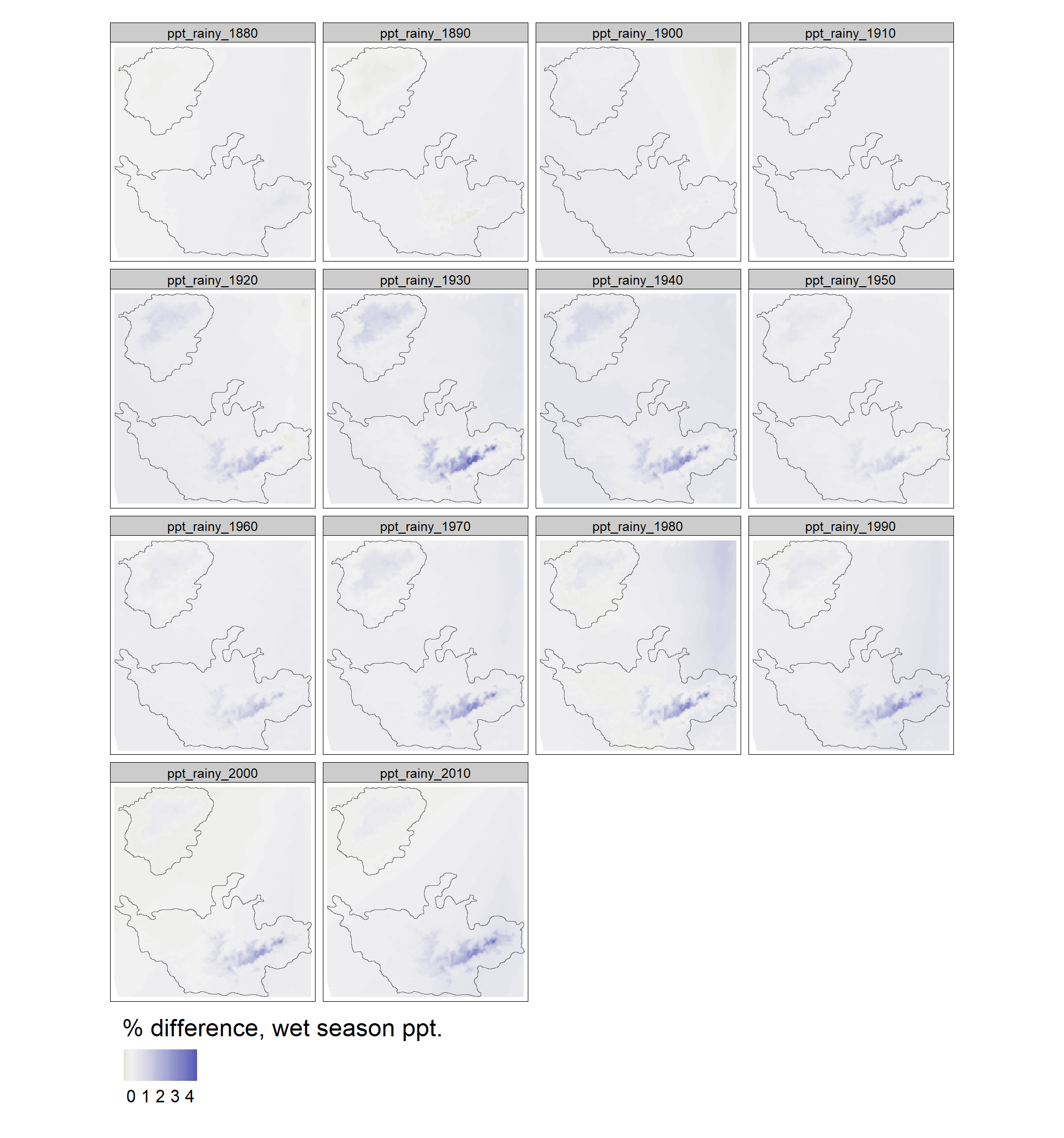 Decadal changes in rainy season precipitation over the last century